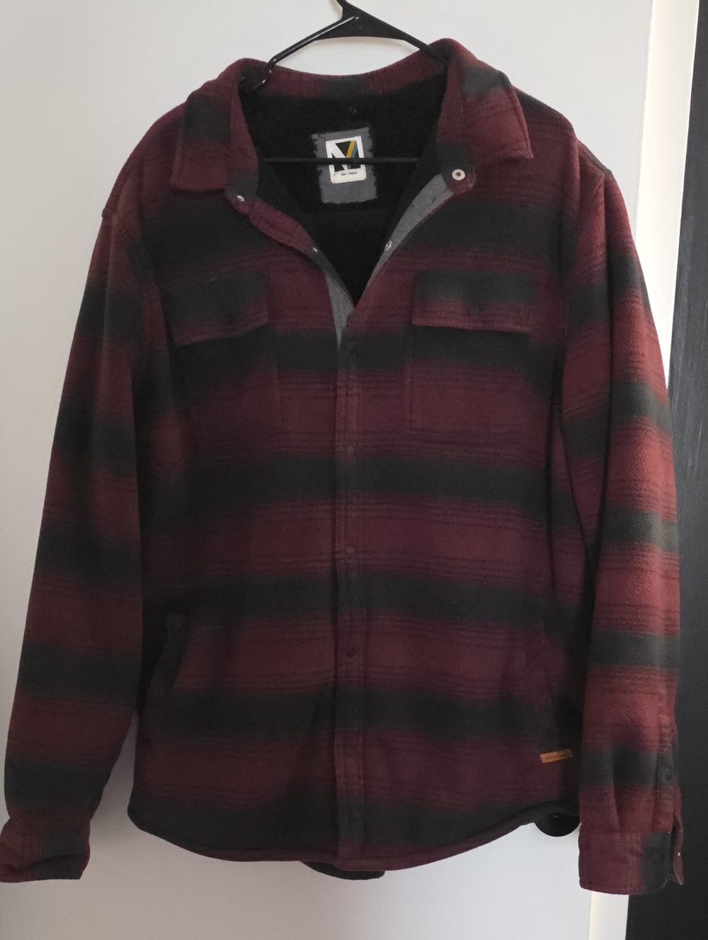 Men's Quilted Sherpa-Lined Zip Jacket - Burgundy/Black